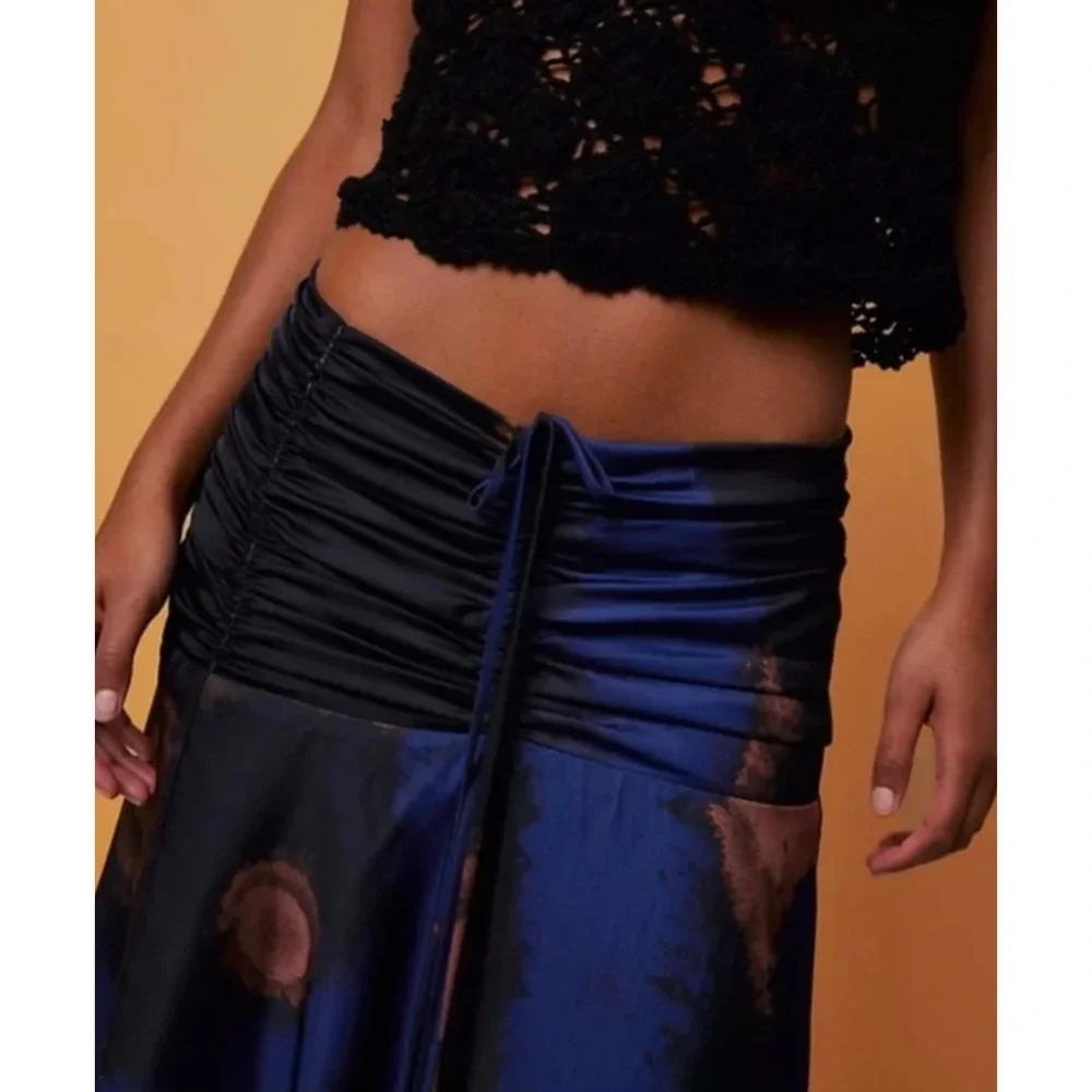 FREE PEOPLE HOUSE OF AAMA STARRY EYES TIE DYE ASYMMETRIC MIDI SKIRT BOHO SZ S